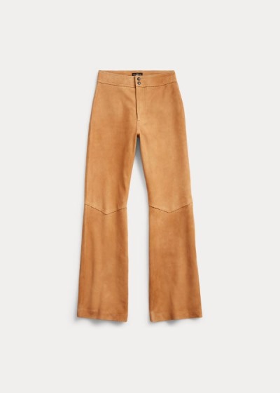 Pantalones Ralph Lauren Mujer Marrom - Suede Flare - RVJFH1934